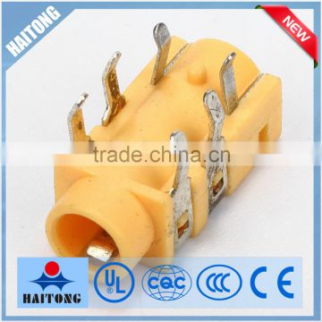 good price 30V 0.5A yellow 6pin phone jack female audio jack connector,china suppliers