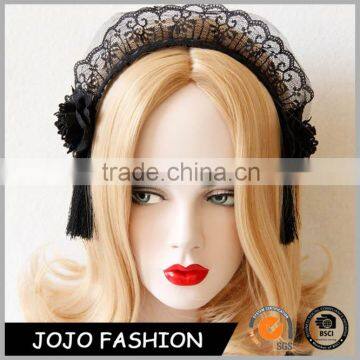 Dancing party hair acessories black lace hair band cosplay in hairbands                        
                                                                                Supplier's Choice