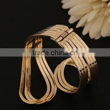 Yellow Gold Plated Statement Punk Fashion Metal Opening Cuff Bangle Bracelet