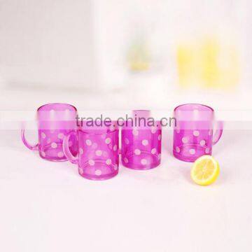 nice purple glass cups with handle