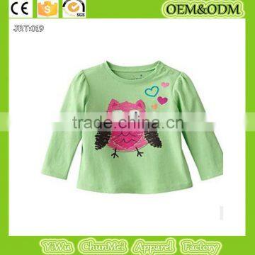 new green pure color t shirt children kids long sleeve t shirt owl t shirts spring tops tee boys and girls t shirt