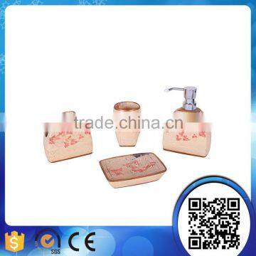 Wholesale 4 pcs pink butterfly resin bathroom accessories sets