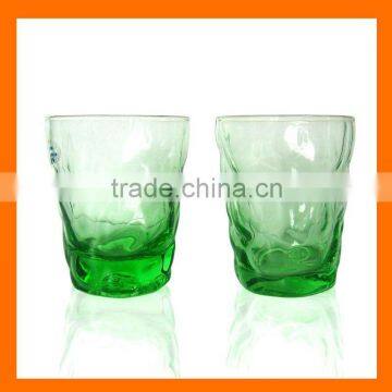 Hand blown green colored glass cups,glass tumblers.drinking glass