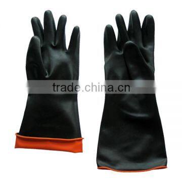 smooth finish long sleeve latex industrial glove with double color