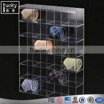 Custom size transparent acrylic ties display cabinet /stand with multi divides showcase