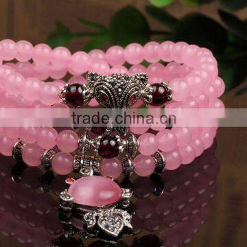 genuine natural pink crystal small lucky bead bracelet for sale