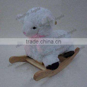 Children's Kids Plush sheep Rocking Horse for baby/Infant Chair Musical Rocker New wooden rockers