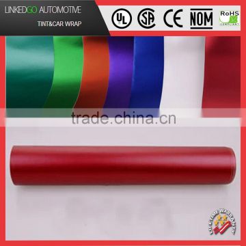 red matte metallic vinyl wrap wholesales 1.52*20m red satin chrome car wrapping sticker