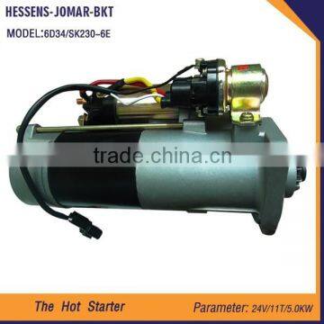 Construction machine engine part electric starter for SK230-6E 6D34