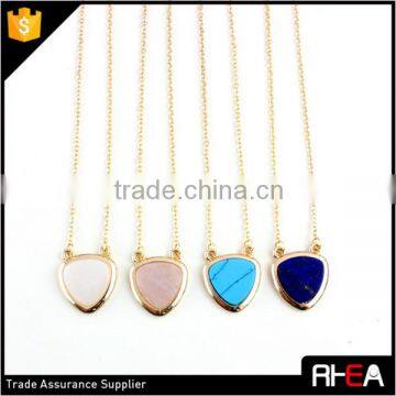 Delicate Natural Stone 18k Gold Plated Pendant Necklace
