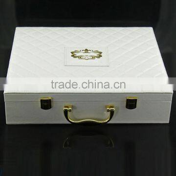 China wholesale hot new products for 2015 Luxury leather template design white packaging box