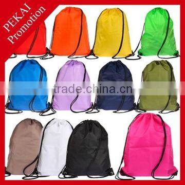 2015 Custom Logo Printing Colored Plastic Drawstring Backpack