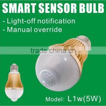 5W Sensor Light Bulb with Light-off notification & Manual override (Model:L1w )
