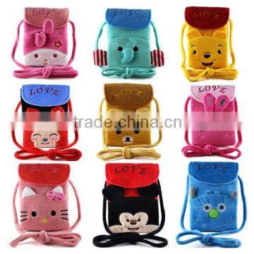 Mix designs wholesale plush cute cartoon kids mobile hanging pouch