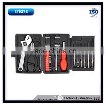 26PCS tool hand set 4.5'' diagonal plier 6'' adjustable wrench tweezer bit holder 1/4''*3'' extension bar sockets