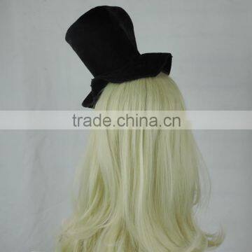 Custom Plain Black Small Formal Hat With Hair Attached photo-5