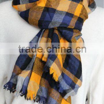 worsted cashmere light checked scarves