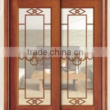 cheap modern interior pvc wood glass sliding door design for bathroom