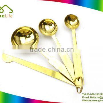 OEM ODM 4pcs golden color metal stainless steel measuring spoons set