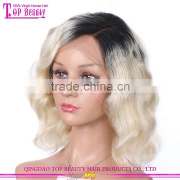 Luffy wig brand 10inch 130%density bob style silk top lace front wigs brazilian human hair ombre short bob wigs for black women