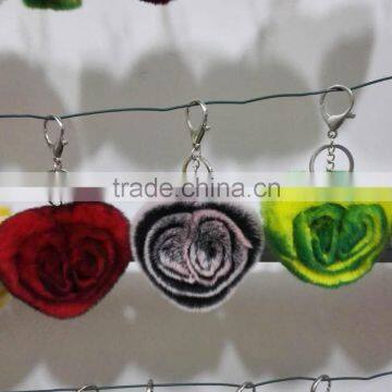 wholesale multy color rex rabbit fur keyring/lovely shape pendant