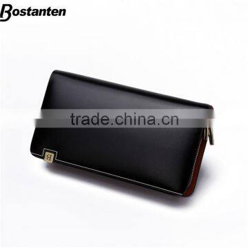 hot sale stylish men clutch bag leather money clip wallet with double zipper