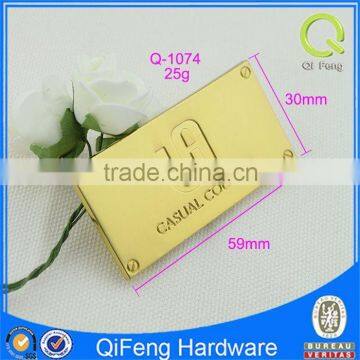 Q-1074 Handbag Metal Logo Gold Beautiful Bag Tag Plate