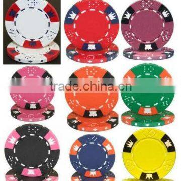 13.5g 3 color crown&dice clay material poker chips