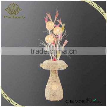 Hot sale modern rattan white flower vase decorative floor standing lamp