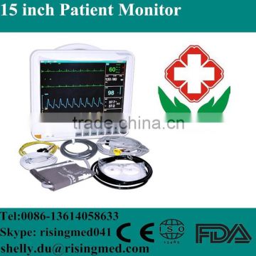 CE Best Price 15 inch Touch Screen Handheld Portable Multi-Parameter Patient Monitor ECG, NIBP, SPO2, TEMP, RESP, PULSE-Shelly