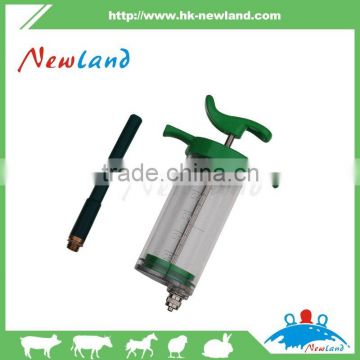 NL207 100ml veterinary Plastic steel syringe with rubber drenching nozzle