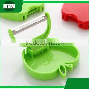 plastic stainless steel apple shaped collapsible folding foldable fruit vegetable zester peeler