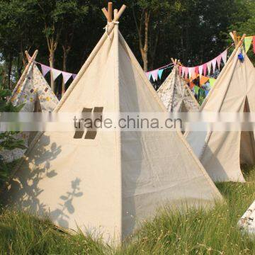 Beige Flax Indian Children Teepee Tent Game House Tent for Kids photo-2