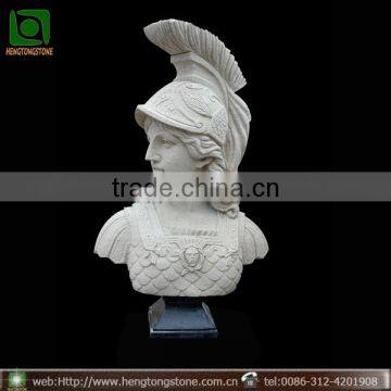 Hand Carved Stone Male Soldier Head Bust Statue