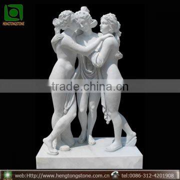 Hand Carved Famous The Three Graces Marble Statue