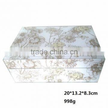 flower design mirror glass jewellery box