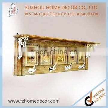 2016 New Style Antique Wooden Wall Shelf With Photo Frame & Hangers photo-2