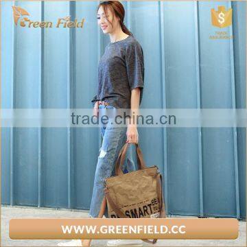 Custom Beach Tote Bag Tear Reusable Ladies Shopping Bag/washable Kraft Paper Women Handbag photo-2