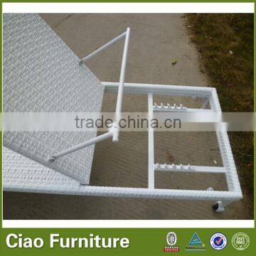 All-Weather Sunbed Patio Wicker White Sun Lounger With Wheels photo-3