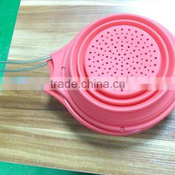 PDF Folding Stainless Steel Handle Silicone Strainer photo-2