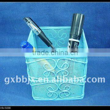 Square blue wire storage brush pot basket crafts