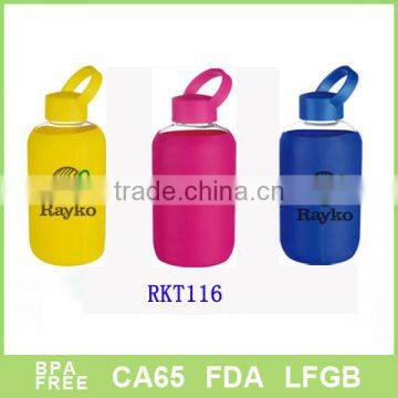 600ml plastic Water Bottle with Colorful Soft Silicone Sleeve