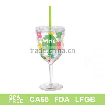 Plastic wine mug with decal