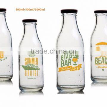 300ml 500ml 1000ml glass juice bottle milk bottle glass water bottle