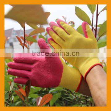 Colored Polyester Rubber Latex Palm Coated Gardening Work Glove EN388