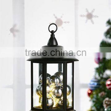 Battery Powered Black Plastic Lantern With LED Christmas Bauble Chain Light photo-4