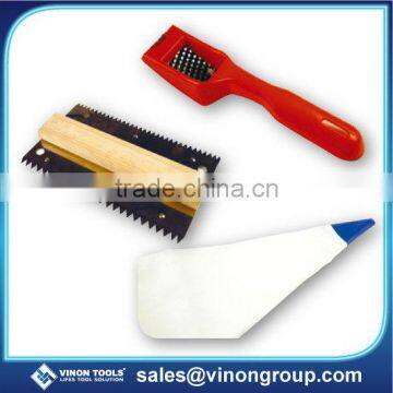 Adhesive spreader, Notch trowel, Wooden trowel