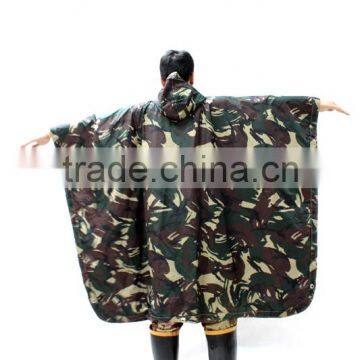 4000 Hydrostatic Pressure Waterproof PU PVC Coated Military Camouflage Rain Poncho photo-3