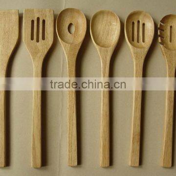 Wood Utensils 6-Pieces Set, Made of Rubber Wood