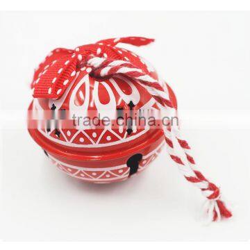 NEW Design 2017 Red White Snow Flower Holiday Tree Hanging Ornament Christmas Decorative Metal Bell